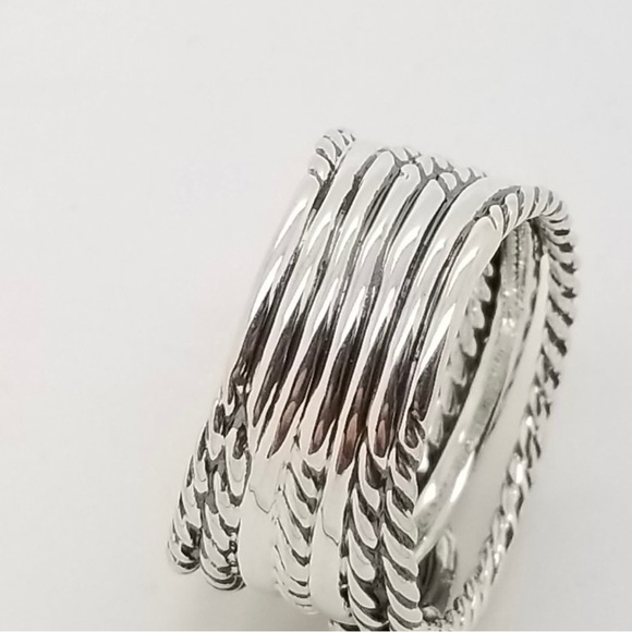 David Yurman Double X Crossover Ring in Sterling Silver with Pavé Diamonds-new! - Picture 4 of 7